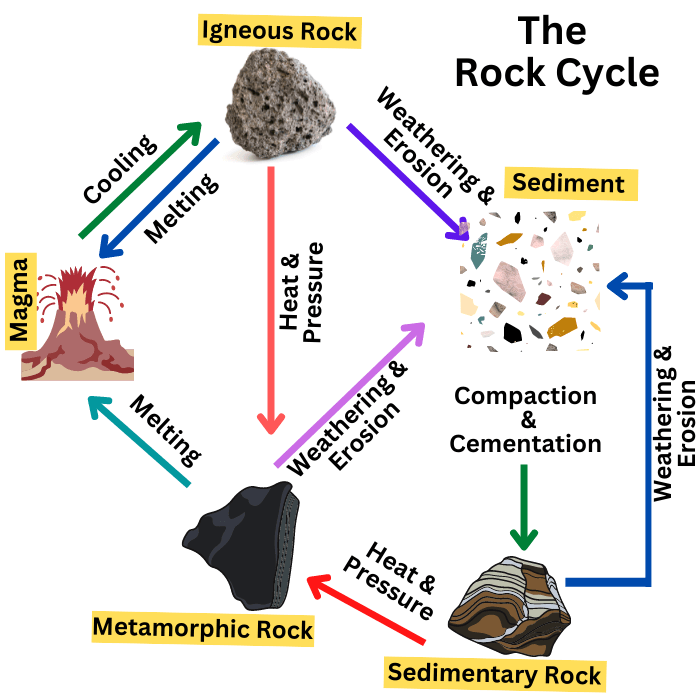 weathering erosion deposition compaction cementation